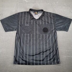 Final Decision Soccer Referee Jersey Shirt Striped Short Sleeve Pockets‎ Mens Lg
